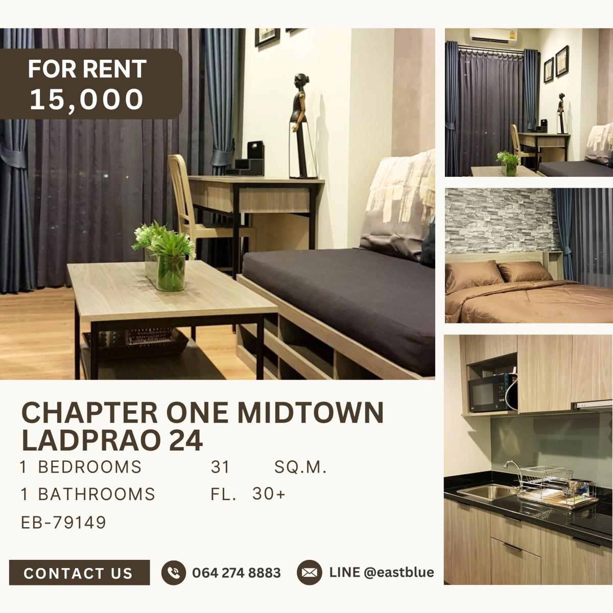 ให้เช่าคอนโดอ่อนนุช อุดมสุข : Chapter One Midtown Ladprao 24, 1 bed, 15000 per month