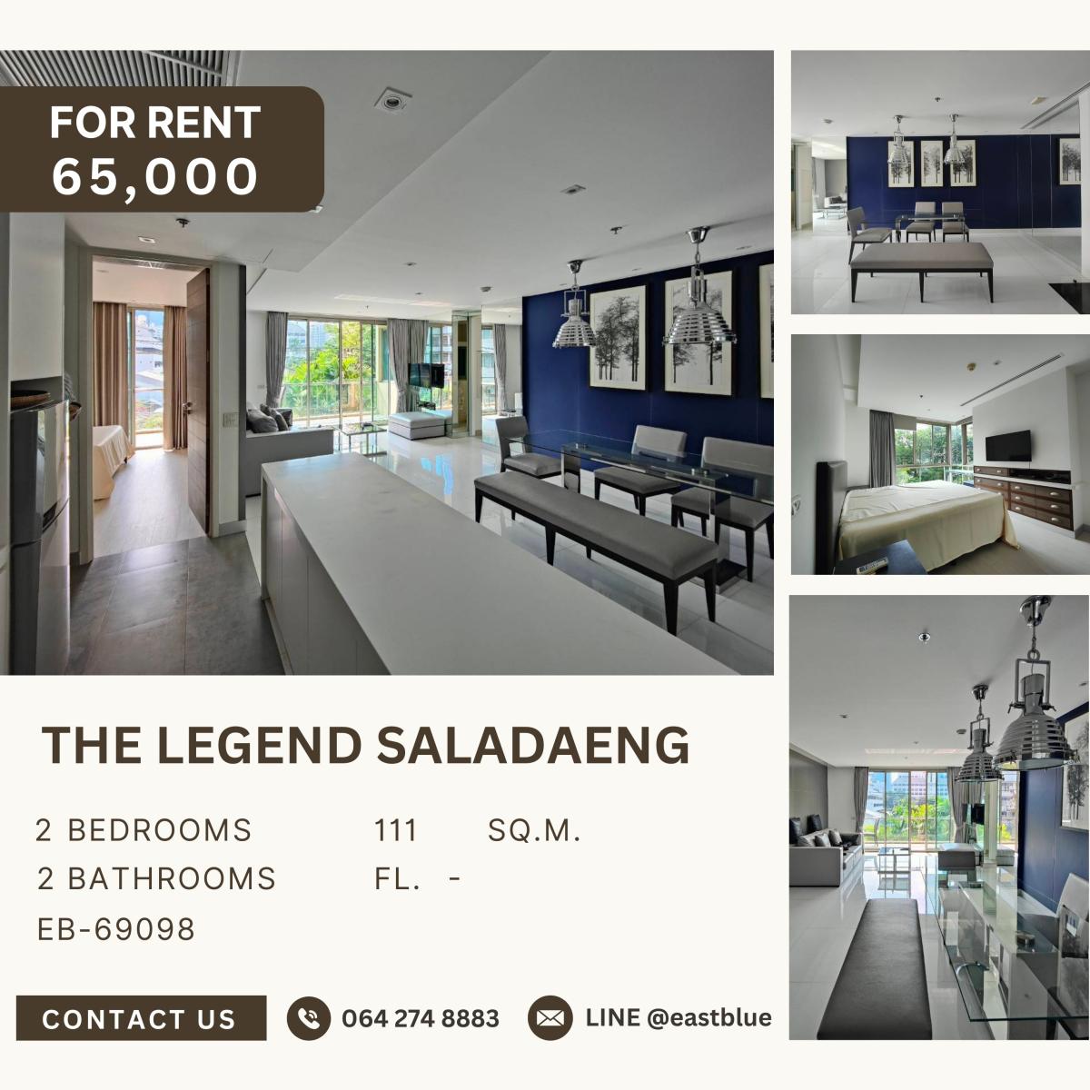 ให้เช่าคอนโดสีลม ศาลาแดง บางรัก : The Legend Saladaeng, 2 bed, 65000 per month