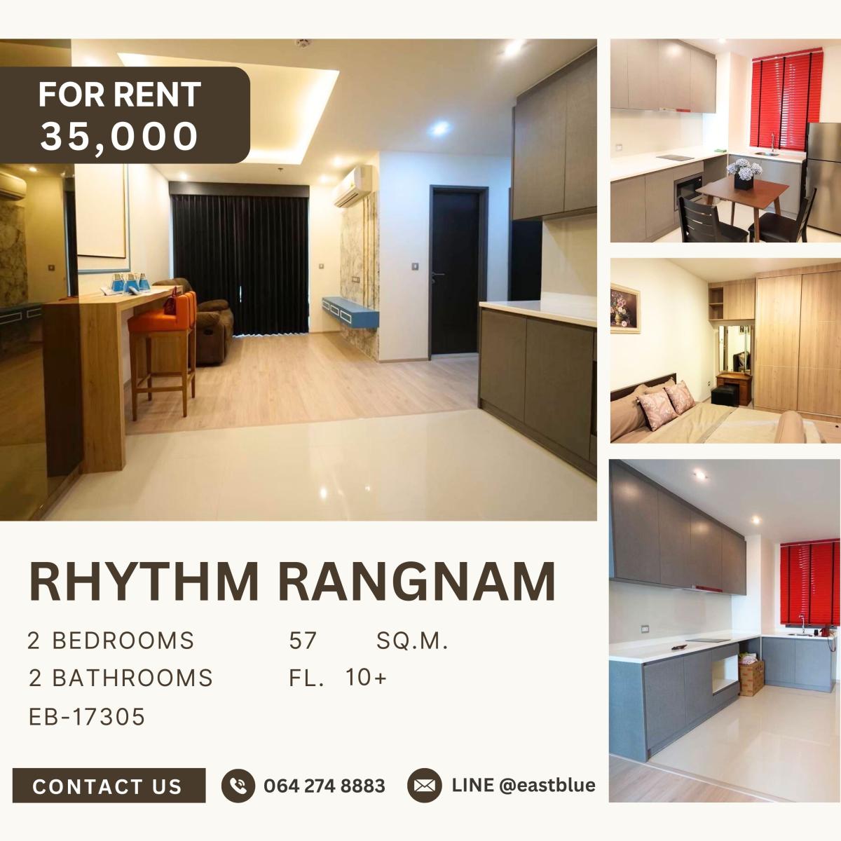 For RentCondoRatchathewi,Phayathai : RHYTHM Rangnam, 2 bed, 35000 per month