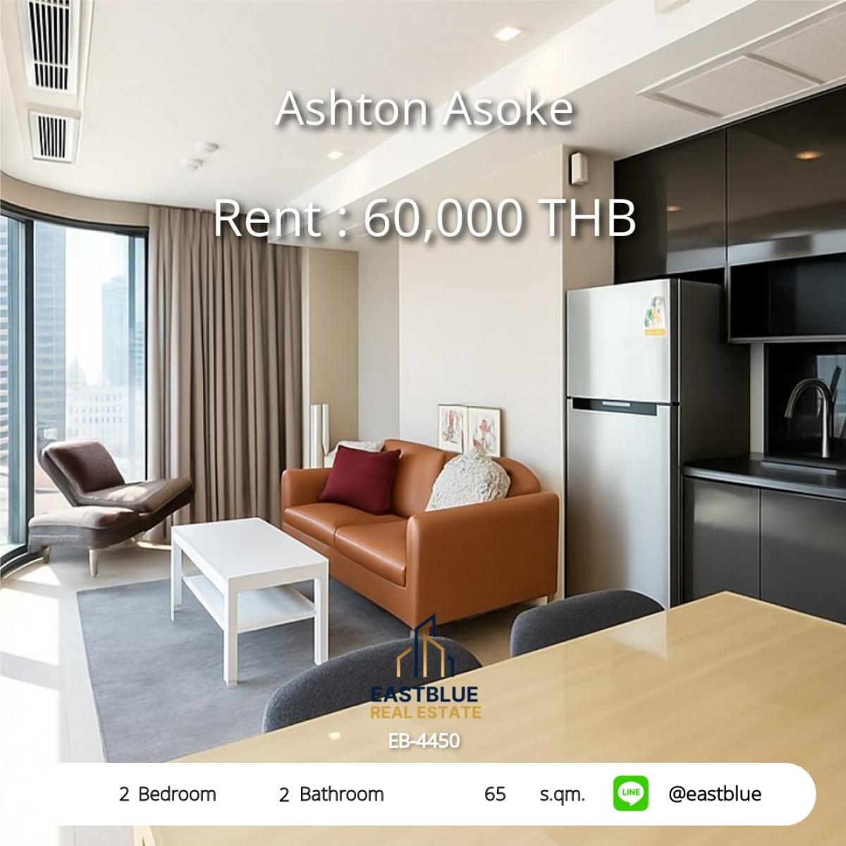 For RentCondoSukhumvit, Asoke, Thonglor : Rent Ashton Asoke 2 bedrooms in the heart of Sukhumvit, near BTS/MRT
65 sq.m. at a great price of only 60,000 Baht/month, with complete facilities!