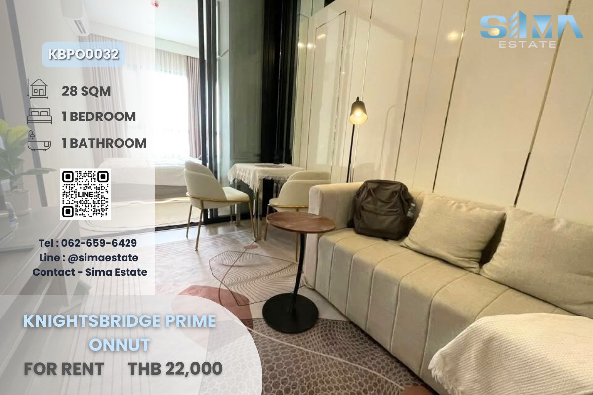 For RentCondoOnnut, Udomsuk : For rent ☁️Knightsbridge Prime Onnut☁️Beautiful room, high floor, well decorated, ready to move in☀️
