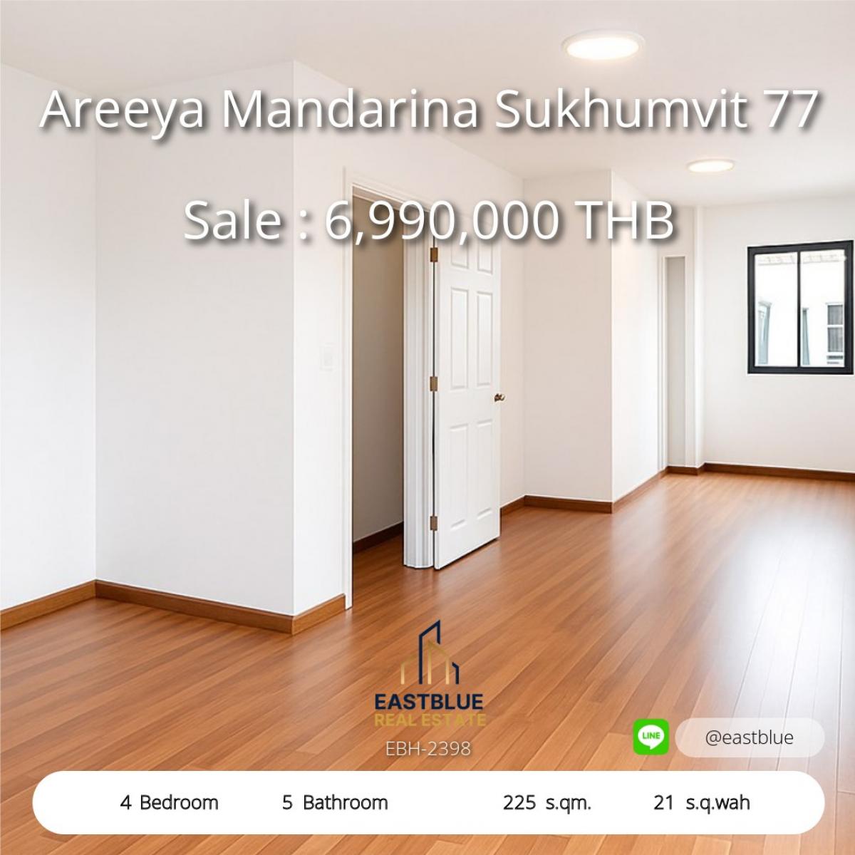 For SaleTownhomeOnnut, Udomsuk : 🔥 Urgent rent !! Good price, ready for 4B5B 30k - Areeya Mandarina Sukhumvit 77 📞Call 096 896 5953