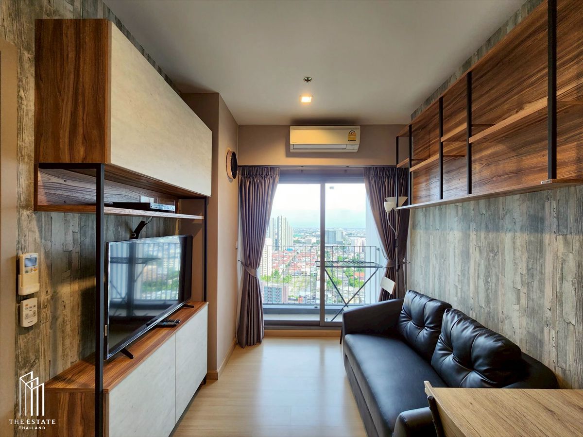 ให้เช่าคอนโดอ่อนนุช อุดมสุข : For rent Whizdom Connect ชั้นสูง ห้องแต่งสวย สไตล์ไม้ 27.14 sq.m. 1 bedroom @16,000 Baht
