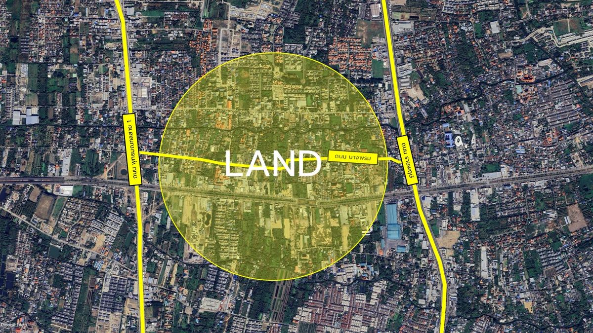 ขายที่ดินพระราม 5 ราชพฤกษ์ บางกรวย : ขายที่ดิน ถนน บางพรม  ใกล้ the circle ratchapruk  เนื้อที่ เกือบไร่