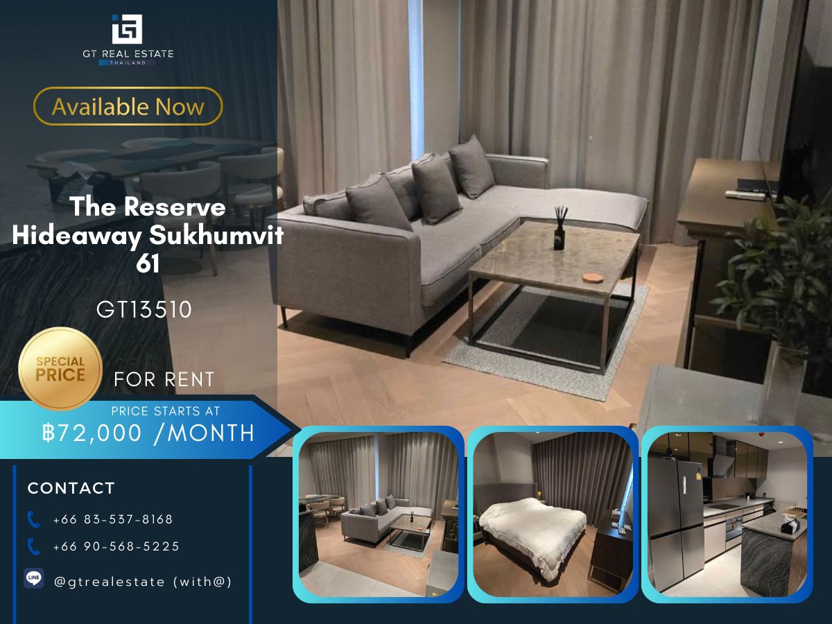 For RentCondoSukhumvit, Asoke, Thonglor : Luxury condo at The Reserve Hideaway61. Convenient transportation. Near the BTS Skytrain has a beautiful room shuttle. Ready to stay immediately !!