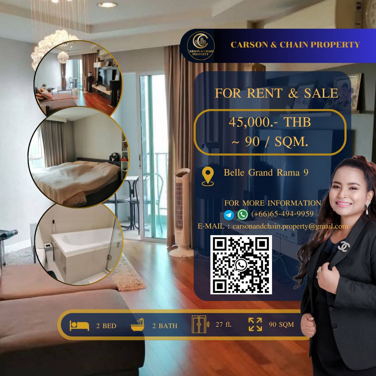 ให้เช่าคอนโดพระราม 9 เพชรบุรีตัดใหม่ RCA : Belle Grand Rama 9