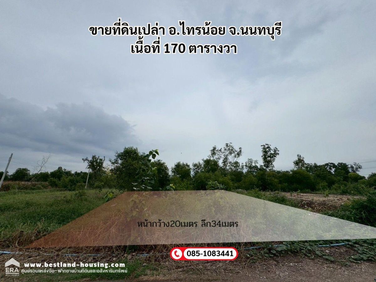 ขายที่ดินนนทบุรี บางใหญ่ บางบัวทอง : ขายที่ดินเปล่า อ.ไทรน้อย จ.นนทบุรี 170 ตรว
