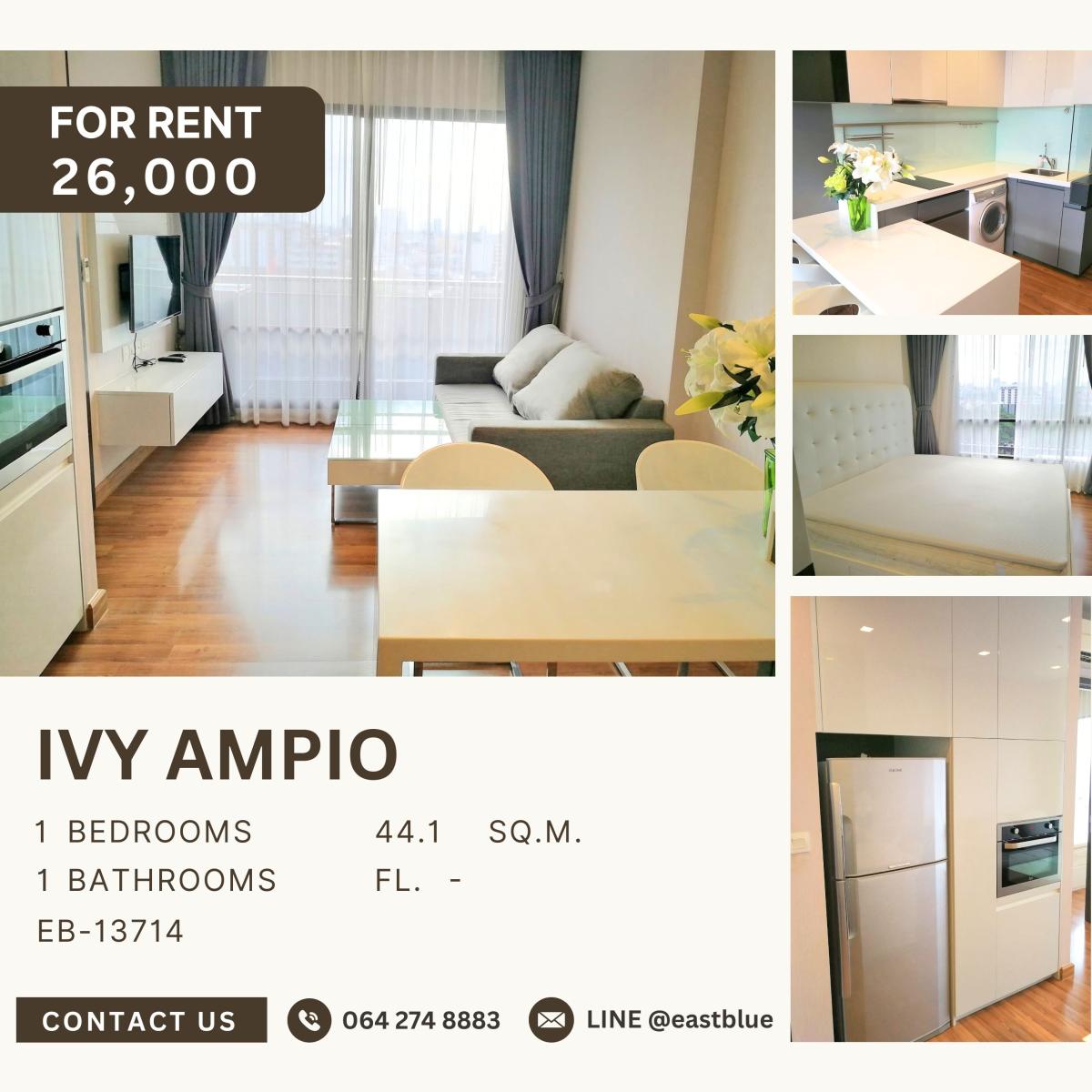For RentCondoRatchadapisek, Huaikwang, Suttisan : Ivy Ampio, 1 bed, 26000 per month