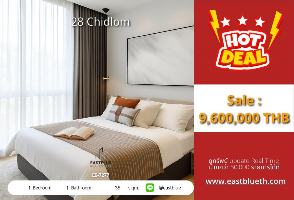 For SaleCondoWitthayu, Chidlom, Langsuan, Ploenchit : Central Chidlom 1 bedroom Special price 9.6 million!Luxury condo near BTS, convenient transportation, complete fitness and swimming pool!