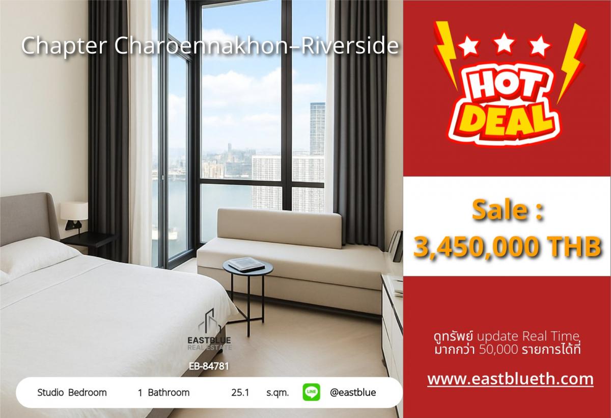 For SaleCondoWongwianyai, Charoennakor : For sale: Luxury condo Chapter Charoennakhon–Riverside, located by the Chao Phraya River at a reasonable price.