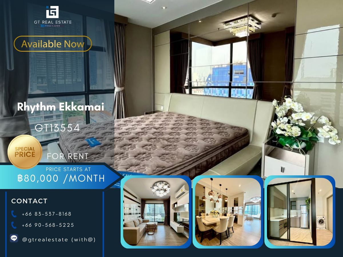 For RentCondoSukhumvit, Asoke, Thonglor : RHYTHM EKKAMAI condo is convenient to travel near the BTS Skytrain. Ready to stay immediately !!! 
 
