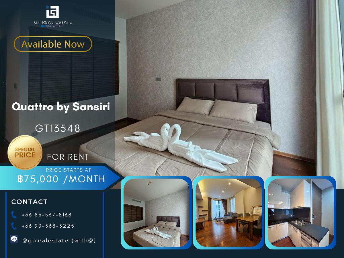 For RentCondoSukhumvit, Asoke, Thonglor : Quattro by sansiri condo is convenient to travel near the BTS Skytrain. Ready to stay immediately 
 
