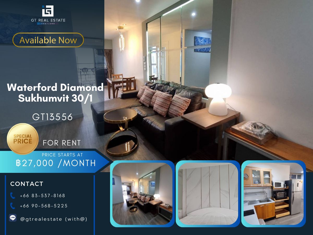 For RentCondoSukhumvit, Asoke, Thonglor : The Waterford Diamond Sukhumvit 30/1 condo is convenient to travel near the BTS Skytrain. Ready to stay immediately 
 
