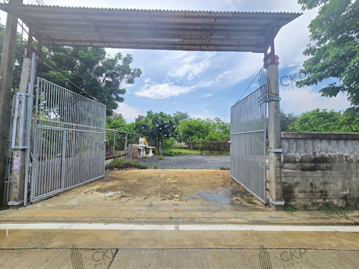 ขายที่ดินปทุมธานี รังสิต ธรรมศาสตร์ : ที่ดินพร้อมสิ่งปลูกสร้าง 3 หลังและสวน พื้นที่รูปทรงสี่เหลี่ยม มีห้างสรรพสินค้าหลายแห่ง ใกล้ถนนใหญ่