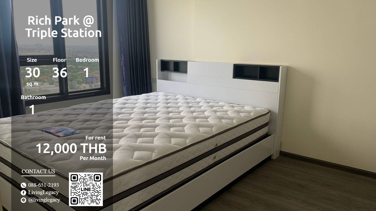 For RentCondoPattanakan, Srinakarin : SGysjw Condo Rich Park @ Triple Station 30 sq.m., Floor 36 Line ID: @livingLegacy