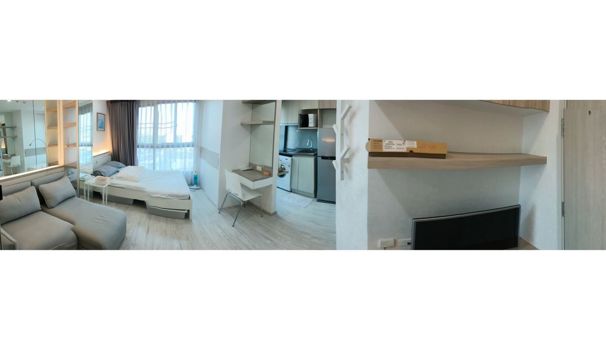 For RentCondoBangna, Bearing, Lasalle : Low floor 22 sqm studio condo at Ideo Mobi Sukhumvit Eastgate for rent 14,000THB per month, BTS Bangna