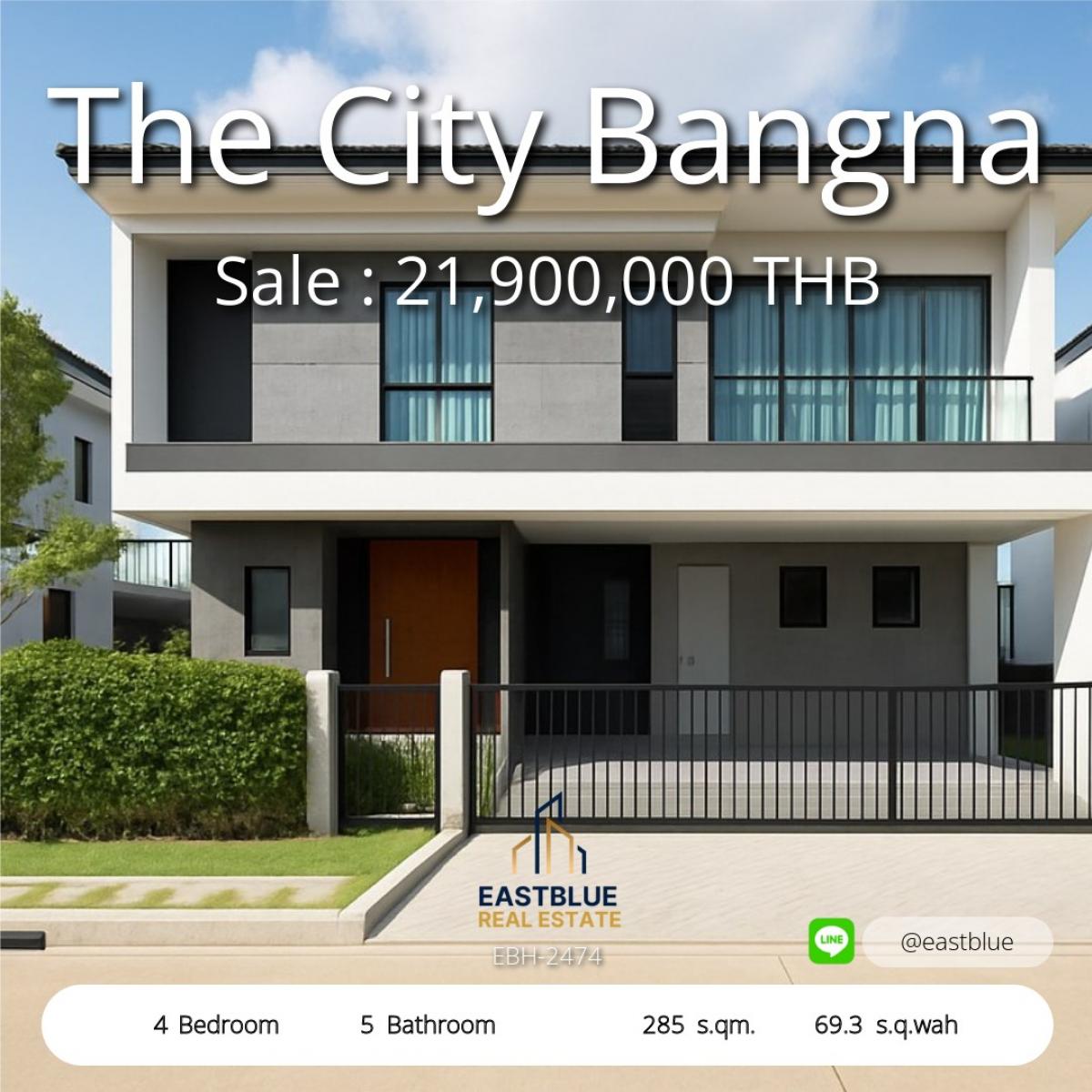 ให้เช่าบ้านบางนา แบริ่ง ลาซาล : บ้านหรูบางนา 4 นอน 5 น้ำ 285 ตรม 150,000 บาท/เดือน 21,900,000 บาท ขายด่วน!Luxury House for Rent & Sale in Bangna, 4 Bed 5 Bath, 285 sqm, 150,000 THB/Month, 21,900,000 THB!