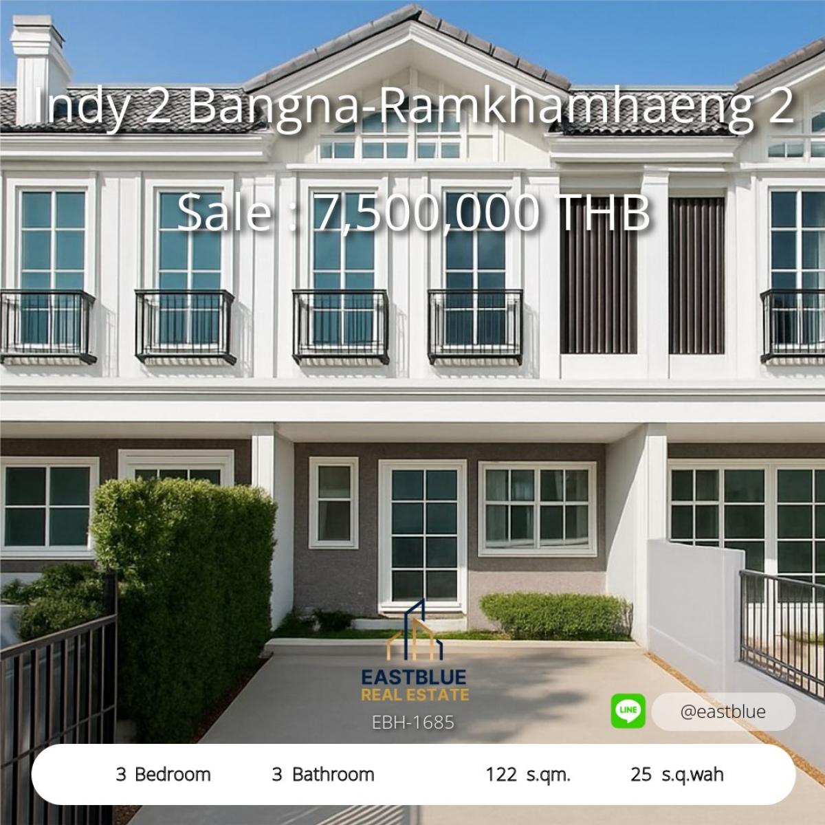 For SaleTownhomeBangna, Bearing, Lasalle : Corner Townhouse for Sell/Rent at Indy 2 Move-in Ready, Near Mega Bangna. Sell/Rent a 2-plots of Indy-shaped townhouses, ready to be near Mega.