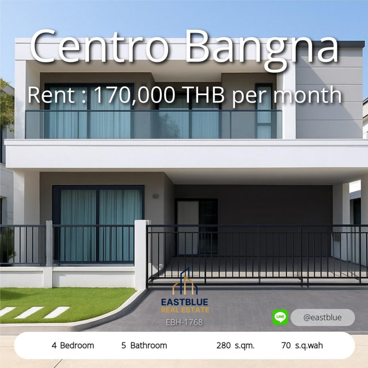 For RentHouseBangna, Bearing, Lasalle : Rent a detached house - Sentro Bangna, near Mega Bangna, House for Rent at Centro Bangna Near Mega Bangna