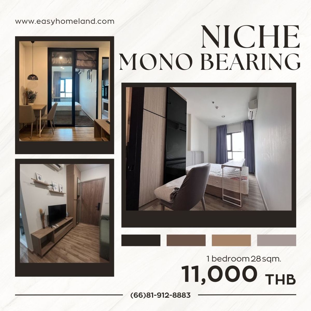 For RentCondoBangna, Bearing, Lasalle : 🎀 Beautiful new room, not cracked, good deal 🎀 ready to move in  11,000 baht, call 081-912-8883