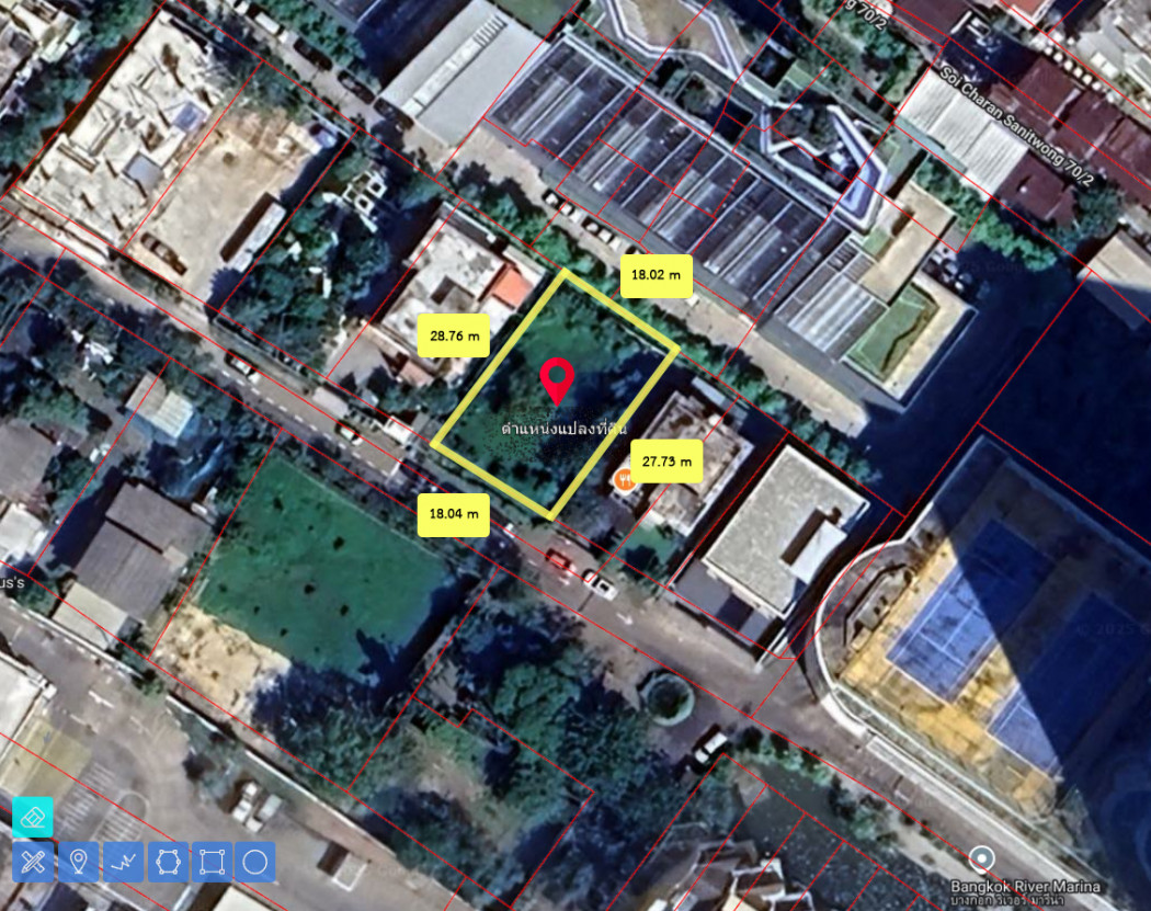 For SaleLandPinklao, Charansanitwong : Sale Land near Lotus Charansanitwong, Charansanitwong main road, area 1 ngan 26 sq m, suitable for building a house.