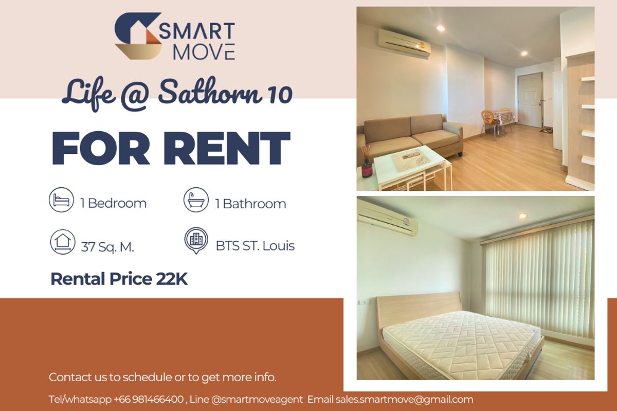 For RentCondoSathorn, Narathiwat : 🔥 For Rent !! Rare Item !!🔥 Code C20221200692..........Life @ Sathorn 10, 1 bedroom, 1 bathroom, high floor 21++, furnished, ready to move in  📣📣