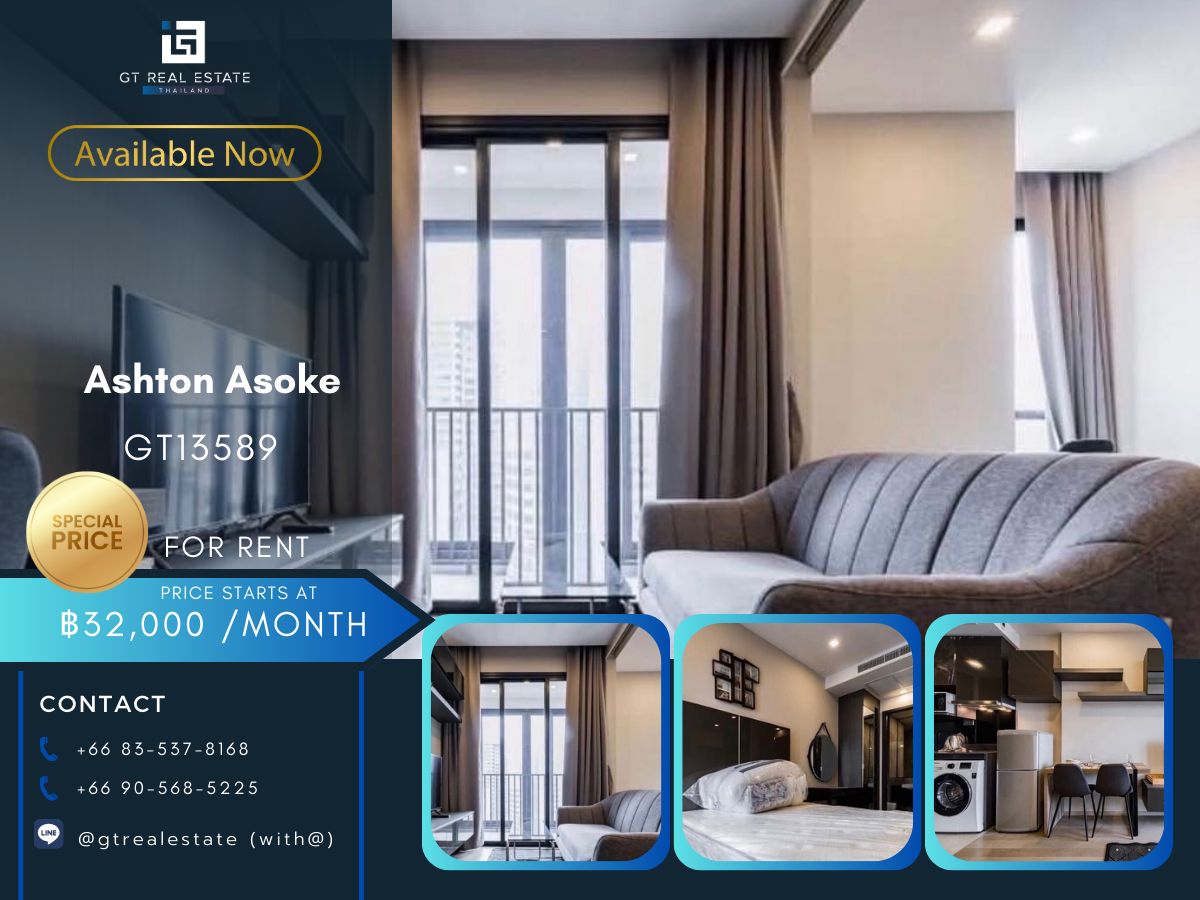 For RentCondoSukhumvit, Asoke, Thonglor : Ashton Asoke Condo is convenient to travel near the BTS train. Ready to stay immediately !!