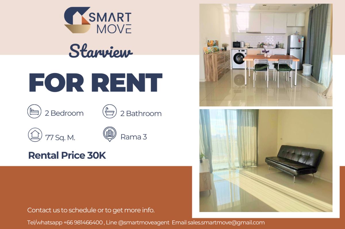 ให้เช่าคอนโดพระราม 3 สาธุประดิษฐ์ : 🔥 สำหรับเช่า !!🔥 Code C20240600105..........Starview, 2 ห้องนอน, 2 ห้องน้ำ, ชั้นสูง 10++, แต่งครบ, พร้อมเข้าอยู่ 📣📣