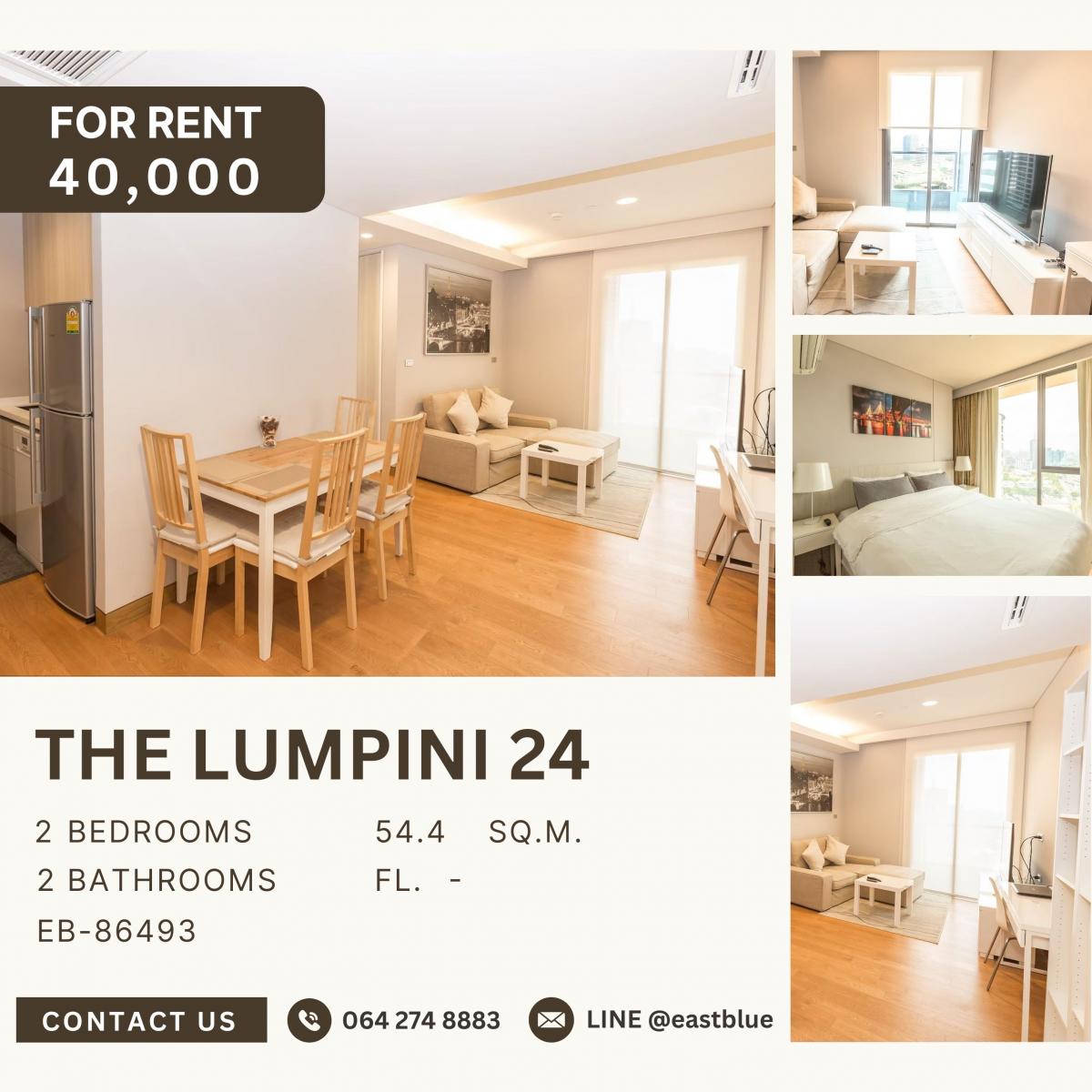 For RentCondoSukhumvit, Asoke, Thonglor : The Lumpini 24, 2 bed, 40000 per month