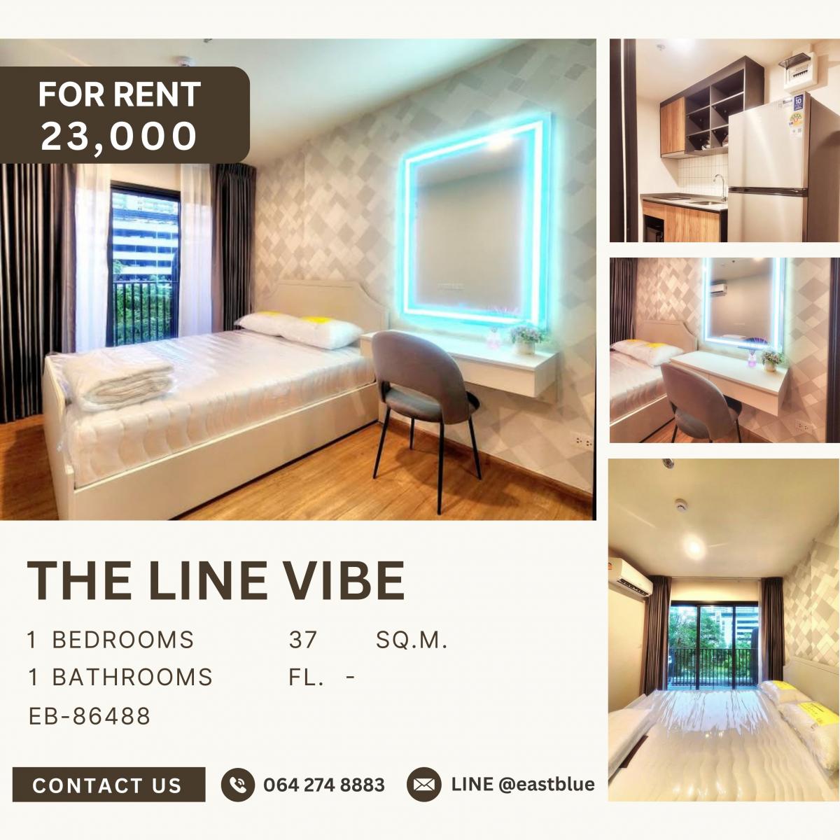 ให้เช่าคอนโดลาดพร้าว เซ็นทรัลลาดพร้าว : THE LINE VIBE, 1 bed, 23000 per month
