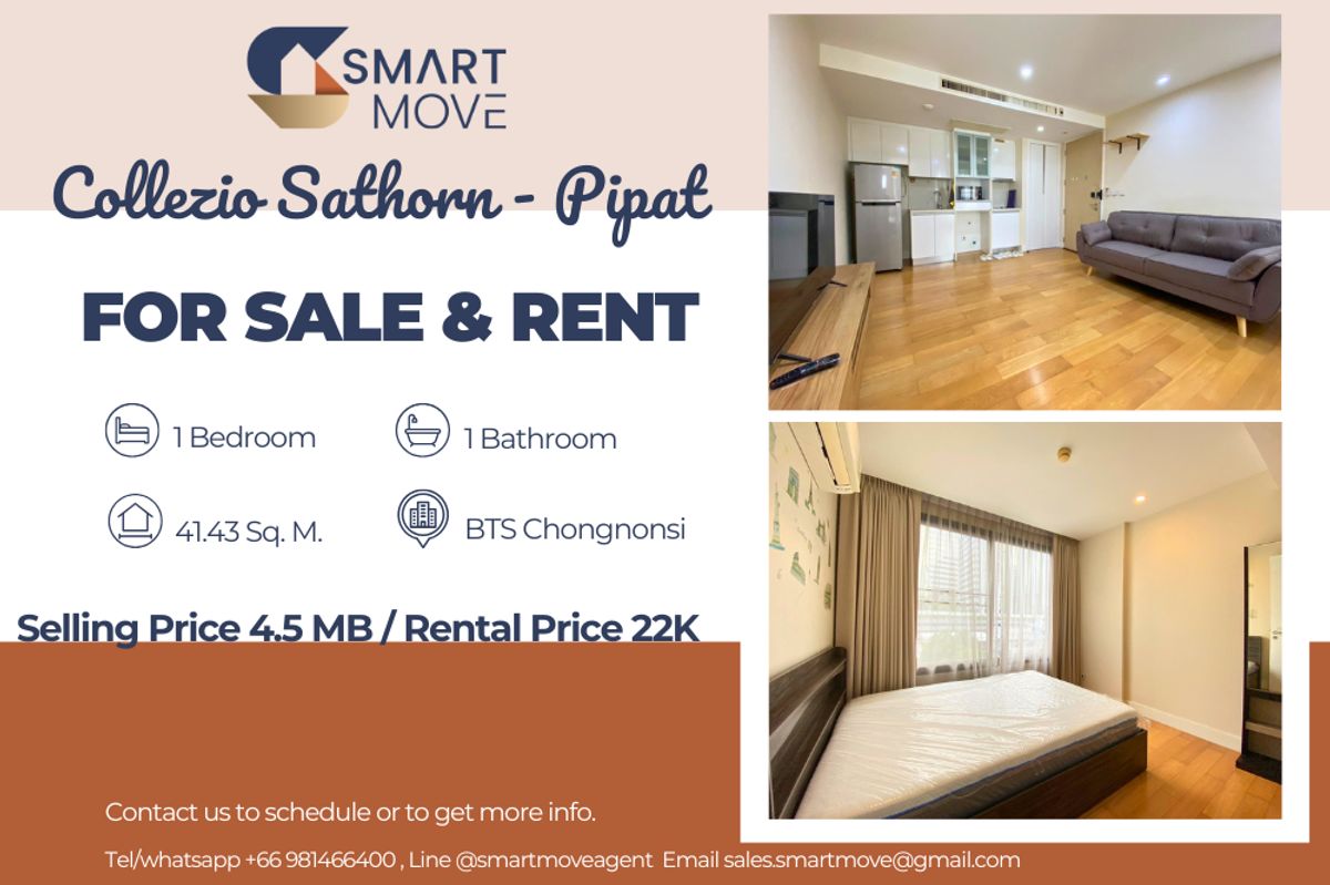 CondoSathorn, Narathiwat : 🔥 For Sale - Rent !!🔥 Code C20230801090..........Collezio Sathorn - Pipat, 1 bedroom, 1 bathroom, furnished, ready to move in, Special Deal!!📣📣