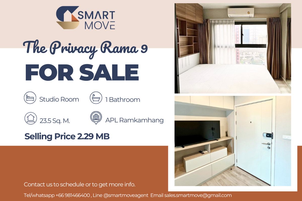 ขายคอนโดพระราม 9 เพชรบุรีตัดใหม่ RCA : 🔥 สำหรับขาย !!🔥 Code C20250500040..........The Privacy Rama 9, ห้องสตูดิโอ, 1 ห้องน้ำ, ชั้นสูง 28++, แต่งครบ, ราคาพิเศษ!!📣📣