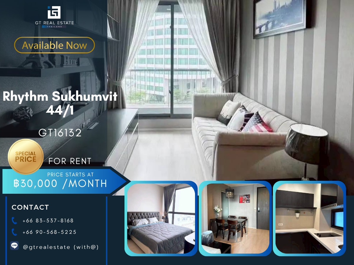 For RentCondoOnnut, Udomsuk : ✨ GT16132 | Condo for rent RHYTHM SUKHUMVIT 44/1, next to BTS Phra Khong, only 0 kilometers, good price, ready to move in.
