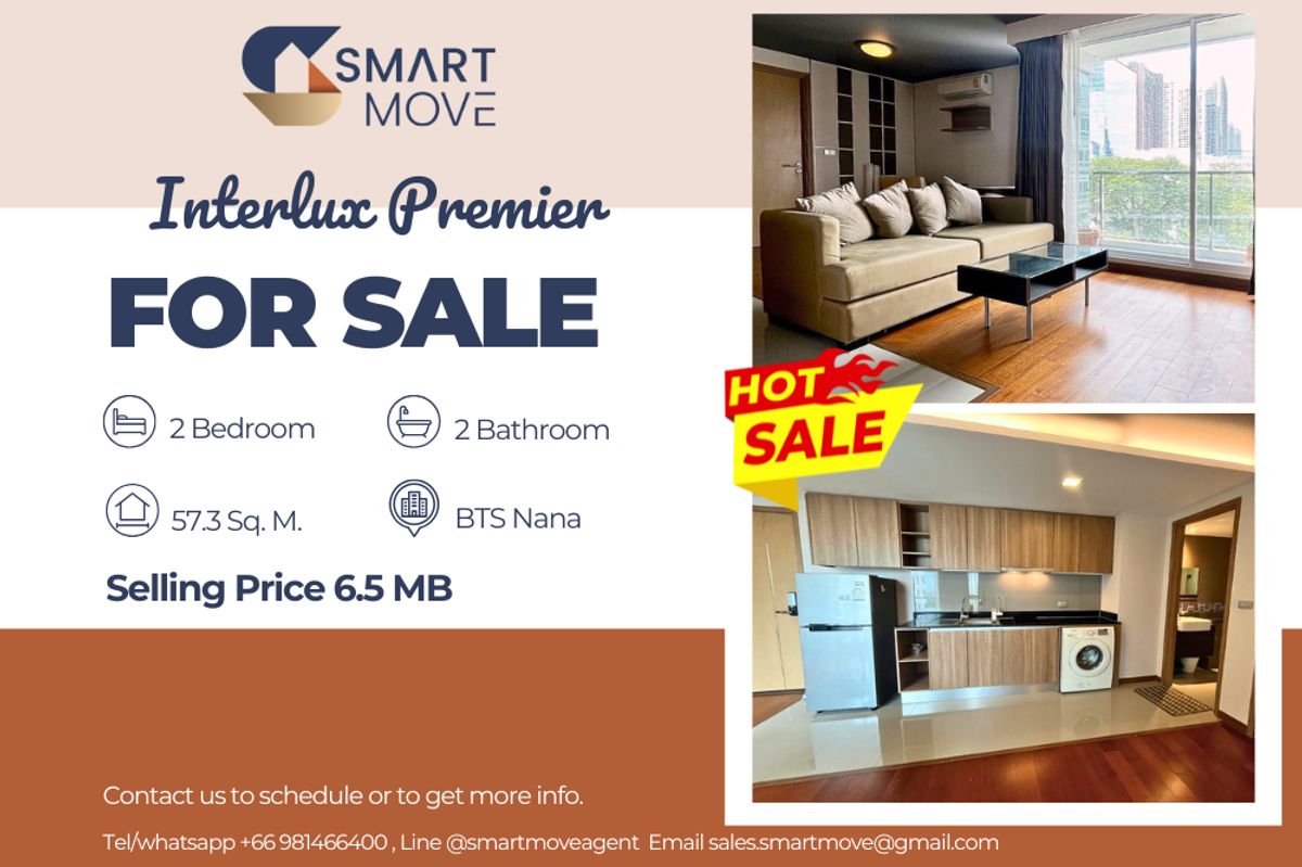 ขายคอนโดนานา : 🔥 สำหรับขาย !!🔥 Code C20250500036..........Interlux Premier, 2 ห้องนอน, 2 ห้องน้ำ, ห้องทิศตะวันออก, แต่งครบ, ราคาพิเศษ!!📣📣