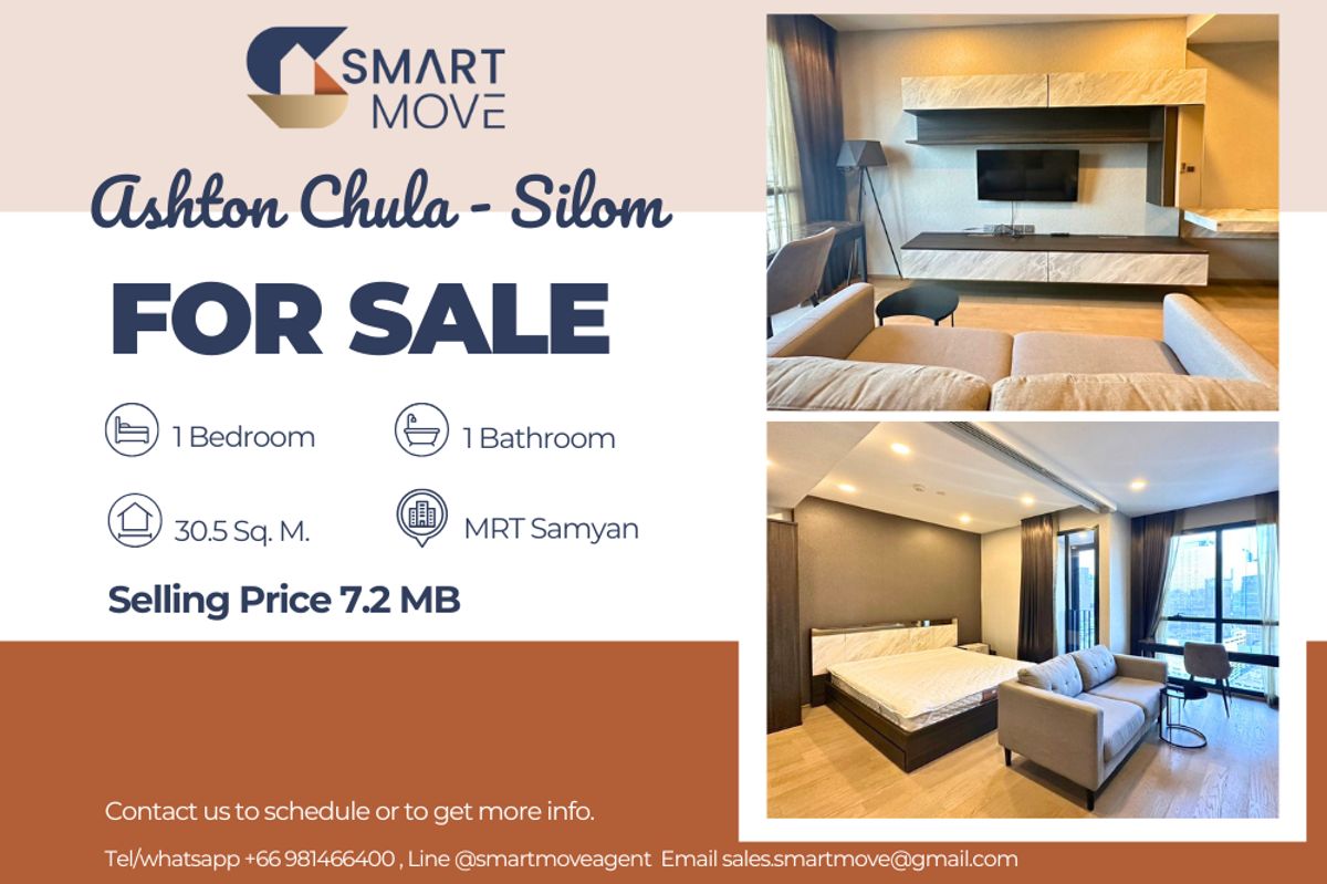 ขายคอนโดสยาม จุฬา สามย่าน : 🔥 สำหรับขาย !!🔥 Code C20230800329..........Ashton Chula - Silom, 1 ห้องนอน, 1 ห้องน้ำ, ชั้นสูง 30++, แต่งครบ, ราคาพิเศษ!!📣📣