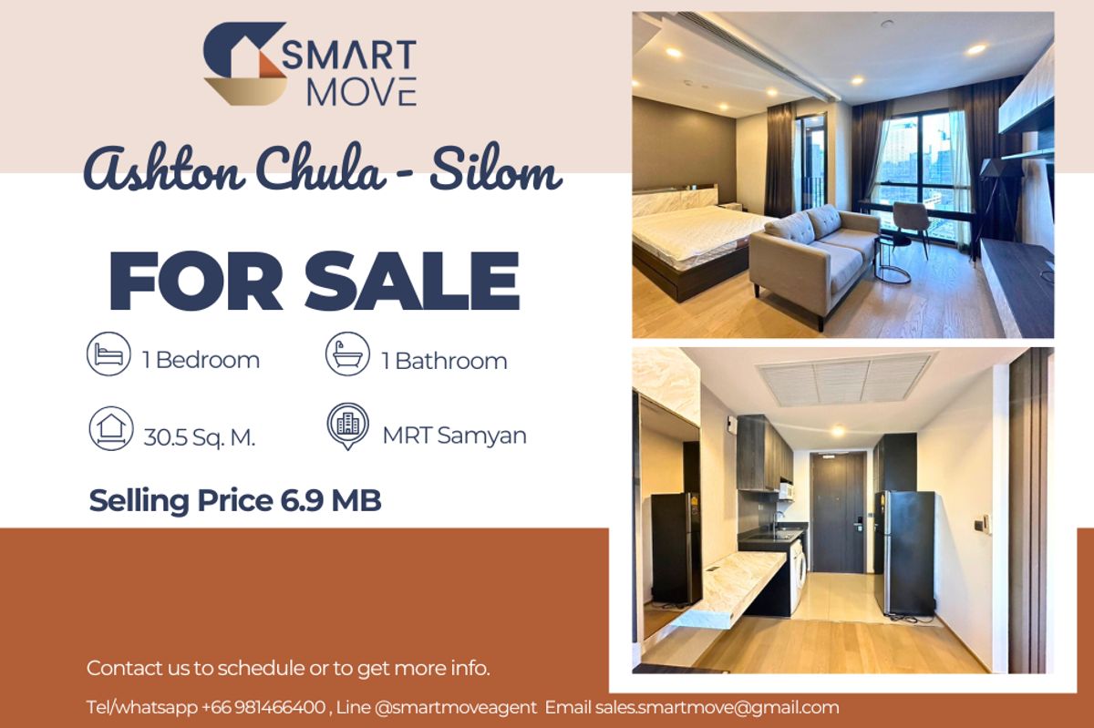 ขายคอนโดสยาม จุฬา สามย่าน : 🔥 สำหรับขาย !!🔥 Code C20230800329..........Ashton Chula - Silom, 1 ห้องนอน, 1 ห้องน้ำ, ชั้นสูง 30++, แต่งครบ, ราคาพิเศษ!!📣📣