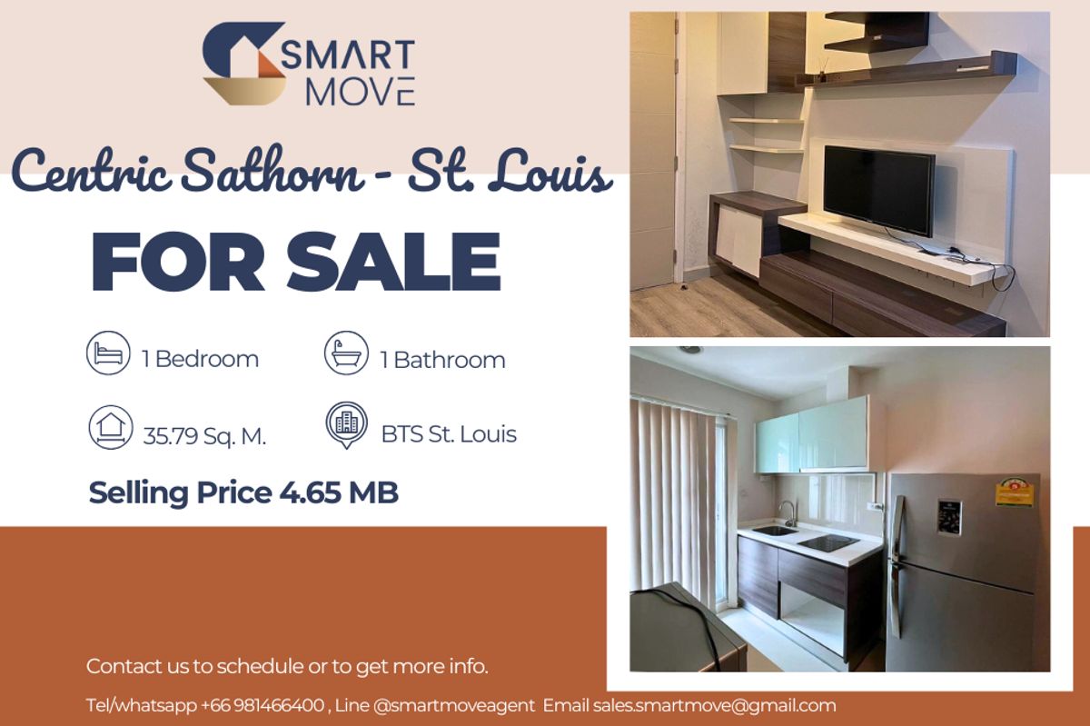 ขายคอนโดสาทร นราธิวาส : 🔥 สำหรับขาย !! 🔥 Code C20221200134..........Centric Sathorn - St. Louis, 1 ห้องนอน, 1 ห้องน้ำ, ชั้นสูง 16++, แต่งครบ, ราคาพิเศษ!!📣📣