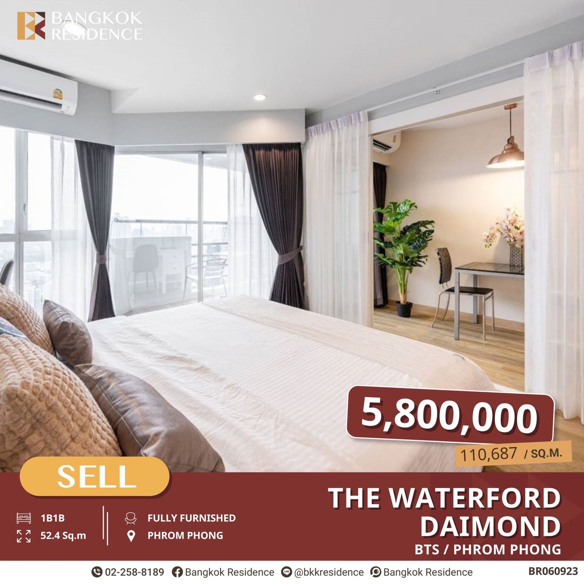 For SaleCondoSukhumvit, Asoke, Thonglor : Great Investment! Waterford Diamond 52.4 SQ.M. Near BTS Phrom Phong