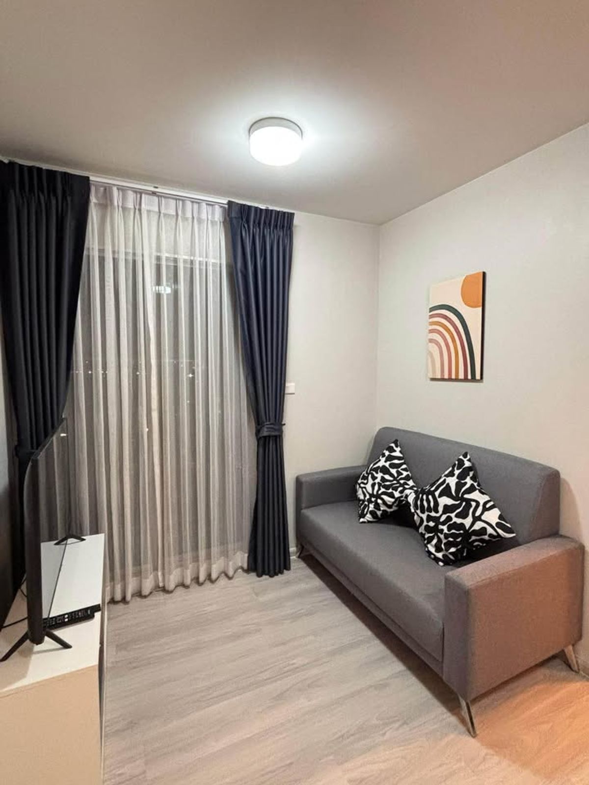 For RentCondoRamkhamhaeng, Hua Mak : For rent: Plum Condo Ramkhamhaeng 60 Interchange (2 bedrooms), 7th floor, Building F, near 3 BTS lines, near passenger port
