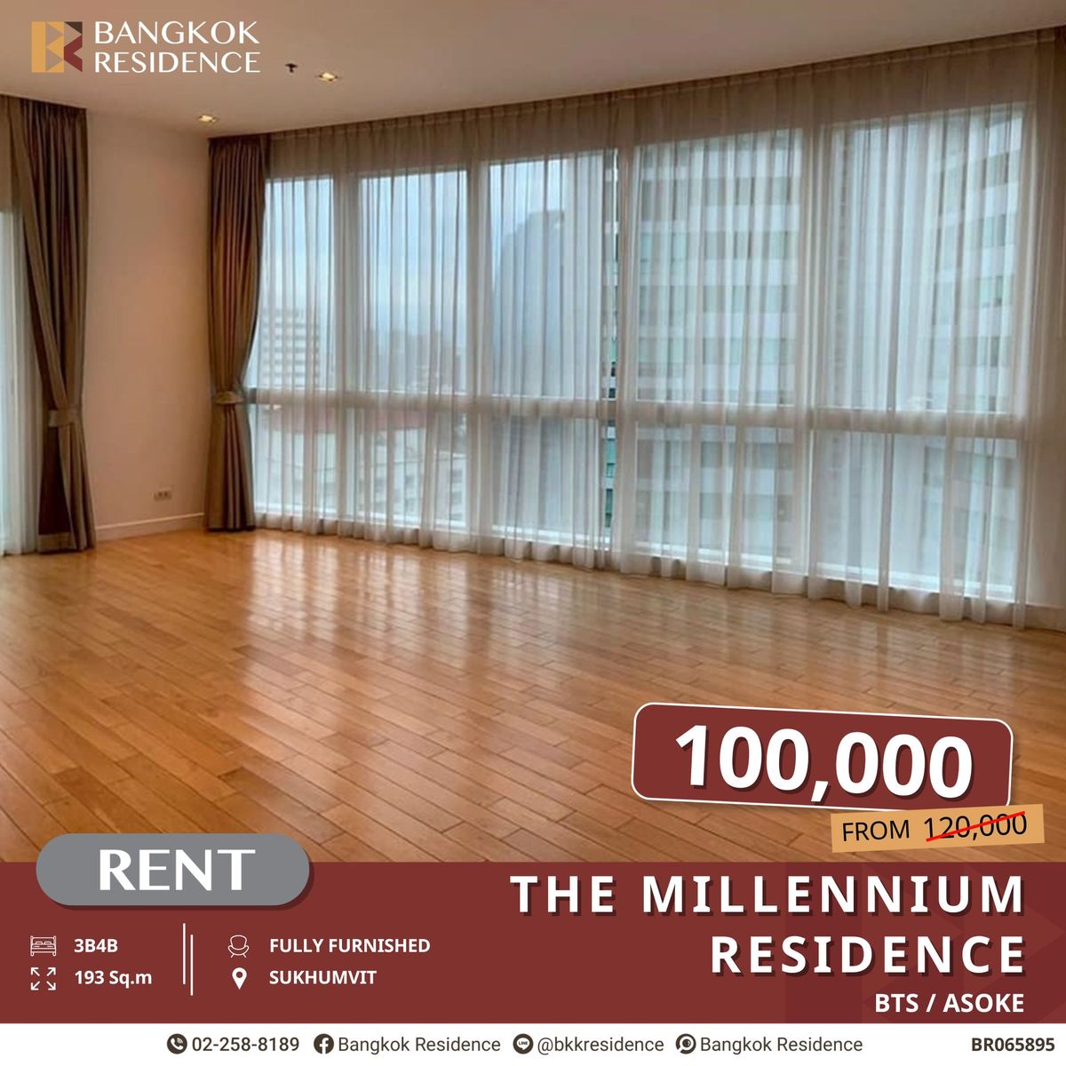 ให้เช่าคอนโดสุขุมวิท อโศก ทองหล่อ : The Millennium Residence @Sukhumvit 3B4B ใกล้ BTS อโศก