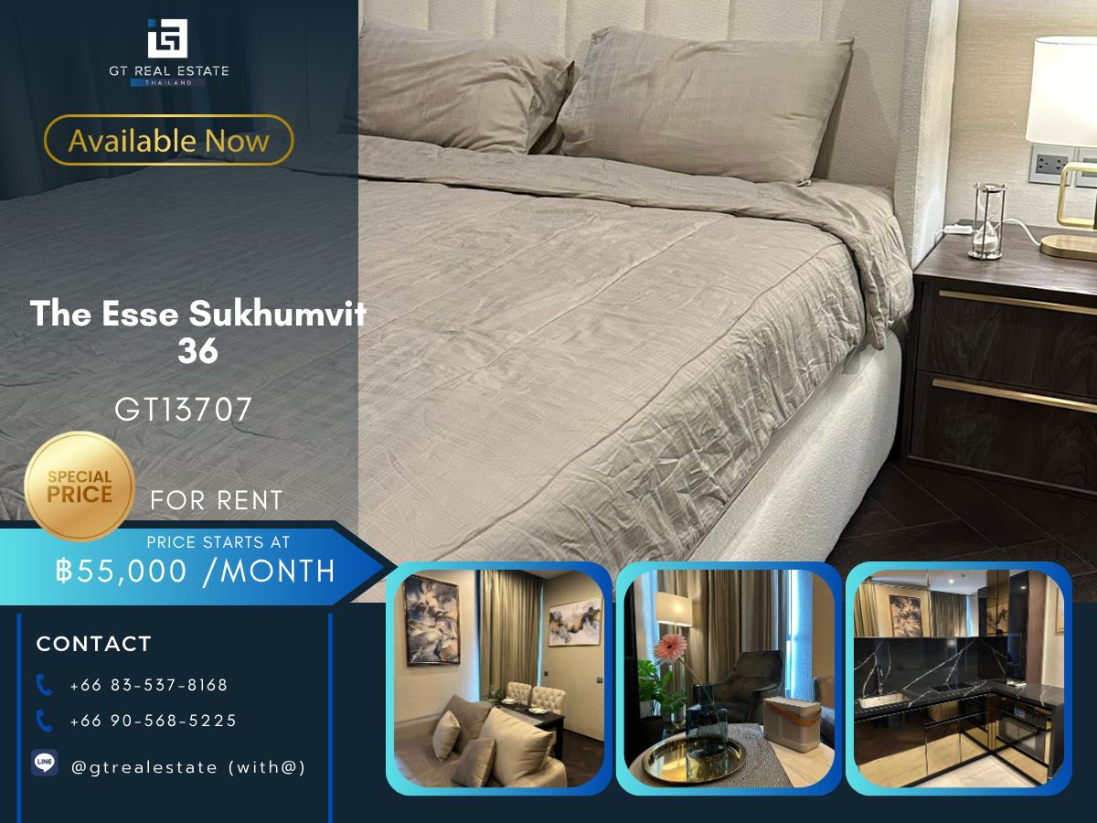 ให้เช่าคอนโดสุขุมวิท อโศก ทองหล่อ : คอนโด The Esse Sukhumvit 36 เดินทางสะดวก ใกล้รถไฟฟ้าบีทีเอส มีรถรับส่ง ห้องแต่งสวย เฟอร์นิเจอร์ครบ พร้อมอยู่ทันที