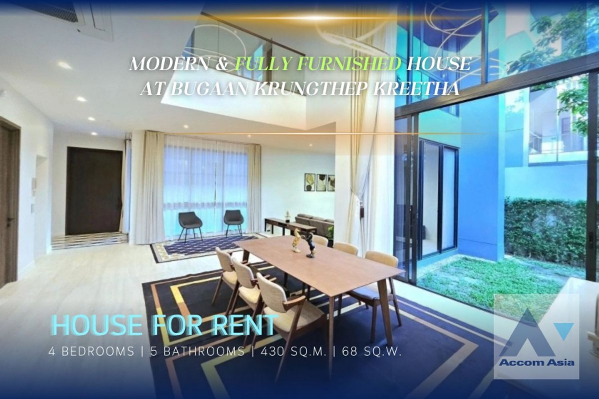 ให้เช่าบ้านพัฒนาการ ศรีนครินทร์ : 🔼AccomA🔽 Modern-designed House for Rent in Lat Phrao, Bangkok near ARL Hua Mak at Bugaan Krungthep Kreetha (AA37409)