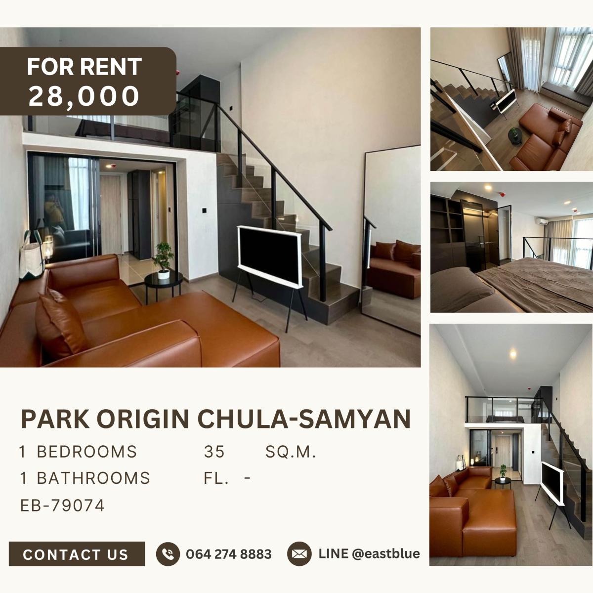 For RentCondoSiam Paragon ,Chulalongkorn,Samyan : Park Origin Chula-Samyan, 1 bed, 28000 per month