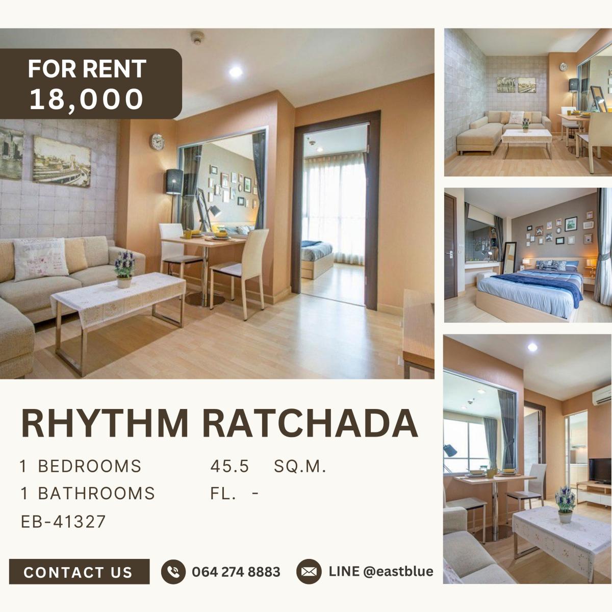 For RentCondoRatchadapisek, Huaikwang, Suttisan : RHYTHM Ratchada, 1 bed, 18000 per month
