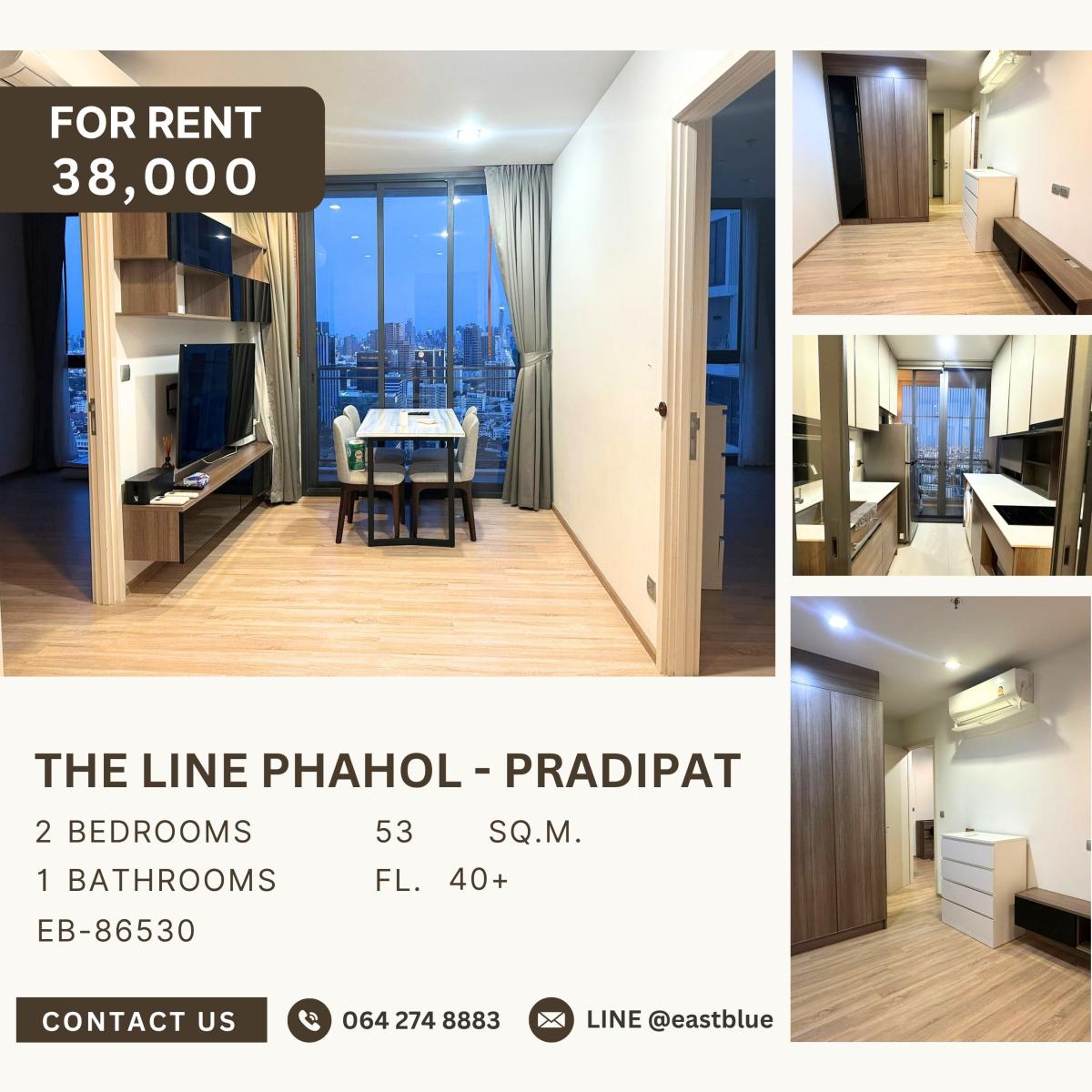 For RentCondoSapankwai,Jatujak : THE LINE Phahol - Pradipat, 2 bed, 38000 per month