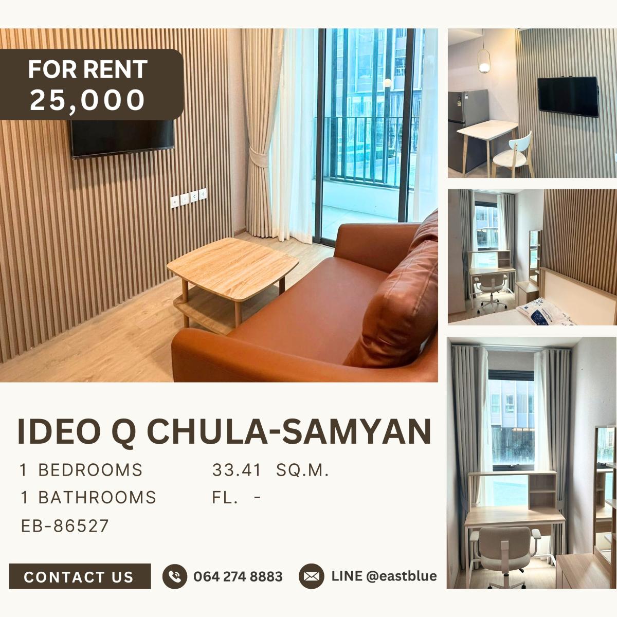 For RentCondoSiam Paragon ,Chulalongkorn,Samyan : IDEO Q Chula-Samyan, 1 bed, 25000 per month