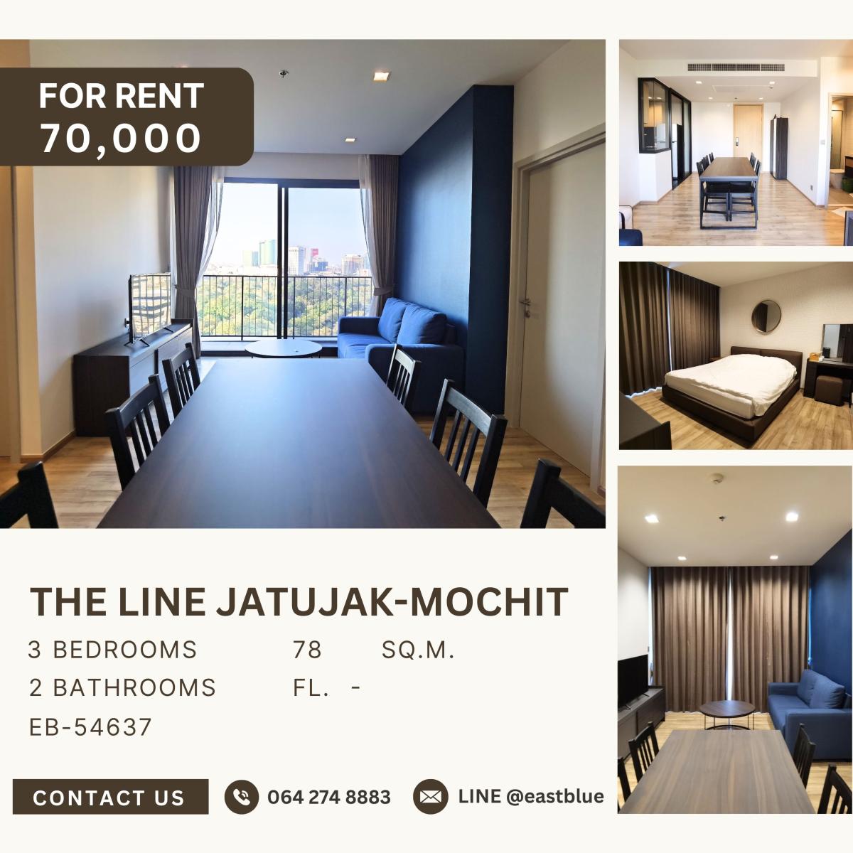 ให้เช่าคอนโดสะพานควาย จตุจักร : The Line Jatujak-Mochit, 3 bed, 70000 per month