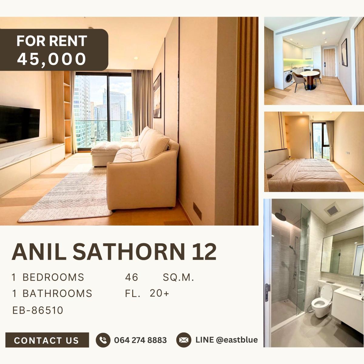 For RentCondoSathorn, Narathiwat : ANIL Sathorn 12, 1 bed, 45000 per month