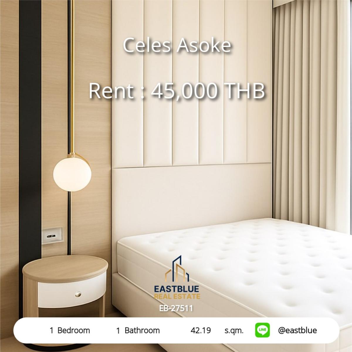 ให้เช่าคอนโดสุขุมวิท อโศก ทองหล่อ : คอนโดสุดหรูใจกลางอโศก 1 ห้องนอน วิวเมืองสุดปัง เช่าเพียง 45,000 บาท ต่อเดือน พร้อมสิ่งอำนวยความสะดวกครบครัน!