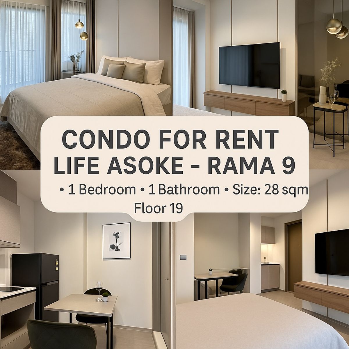 ให้เช่าคอนโดพระราม 9 เพชรบุรีตัดใหม่ RCA : 🌟 Condo for Rent at Life Asoke - Rama 9 🌟
📍 Prime Location in Central Bangkok